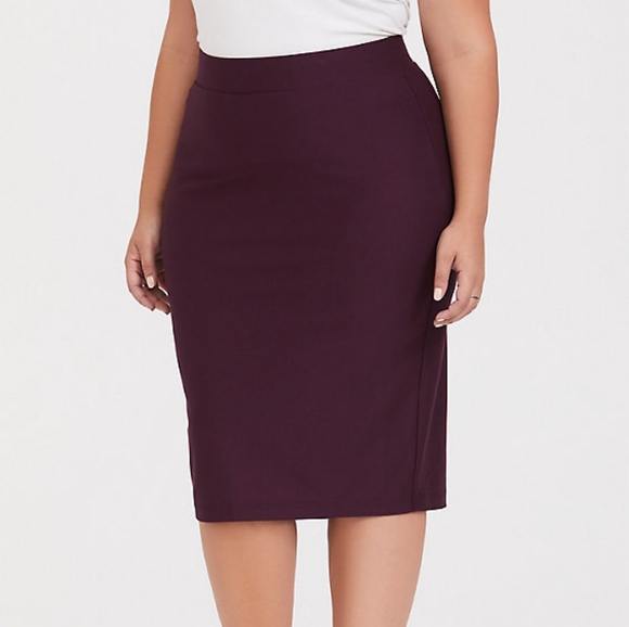 NWOT Burgundy purple ponte relaxed pencil Skirt - Picture 3 of 3
